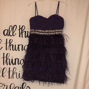 Purple flapper style semi formal jeweled dress